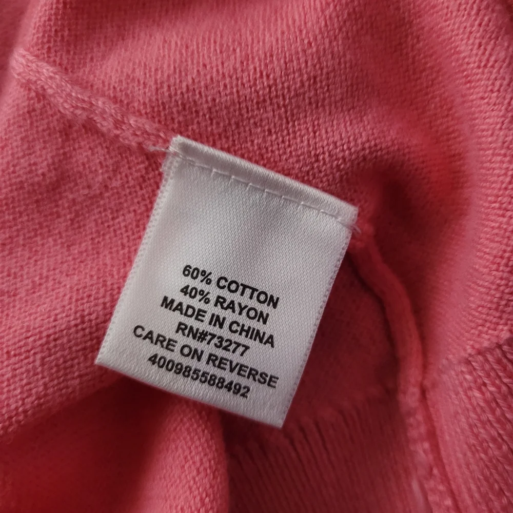 Elle Cardigan Sweater Large Pink Button Front Cotton Rayon Coquette Girl Pretty